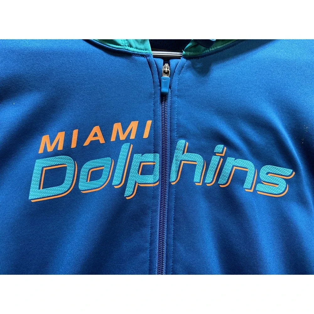 Nike Miami Dolphins Hoodie Mens 2XL Blue Green NFL Apparel Therma-Fit Zip Up